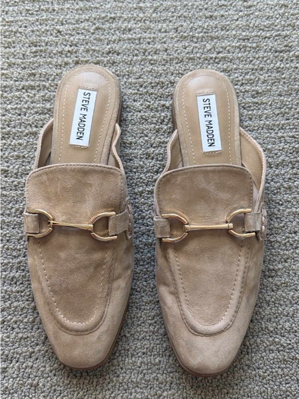 Steve Madden Tan Suede Horsebit Mule Slides